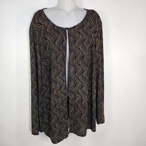 Helene Blake Women's Cardigan 2X Black Gold Shimmer Sparkle Holiday Long Sleeve